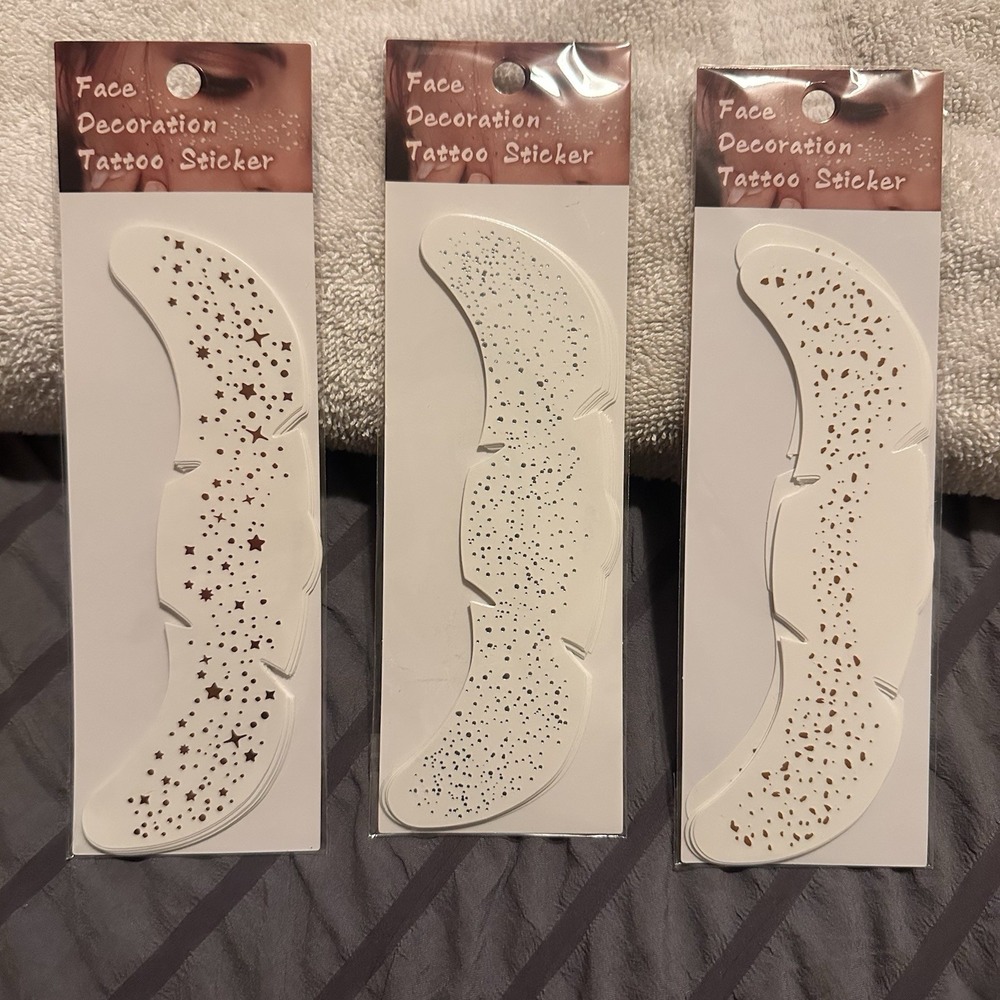 Lot of 3 Face Decoration Tattoo Stickers – Festival Freckles Stars Dots